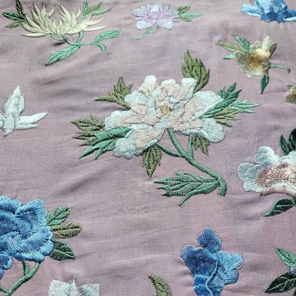 Vintage Bamboo Handled Floral Embroidered Bag - Picture 5 of 11